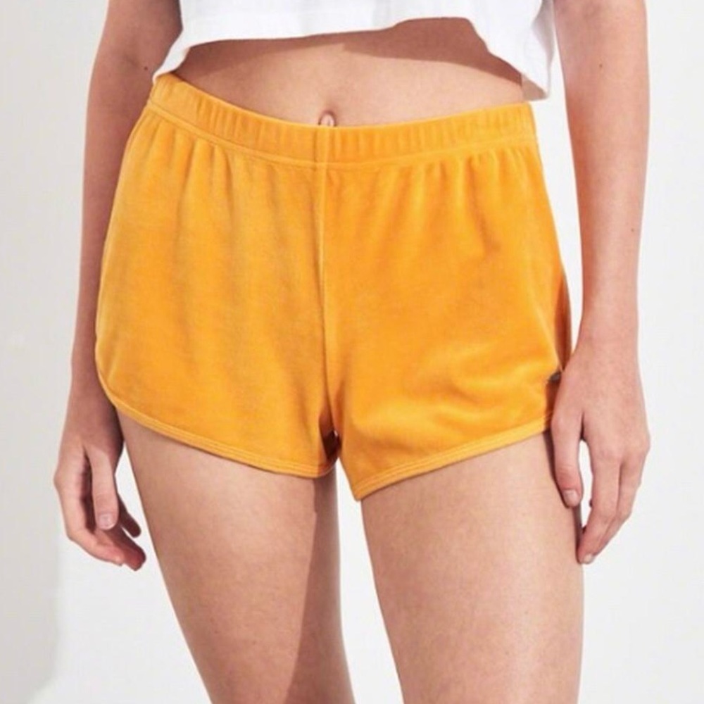 Yellow Velvet Shorts
